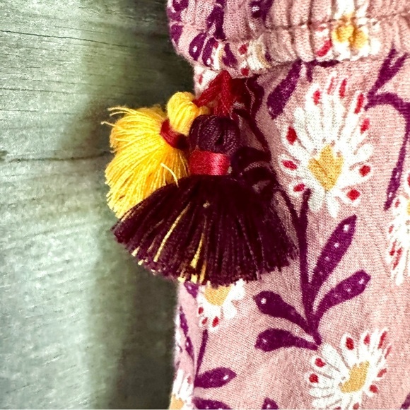 Poupette St. Barth Designer Amora Mini Tassel Dress Boho Floral Pink Cerise Sz S - Picture 9 of 16